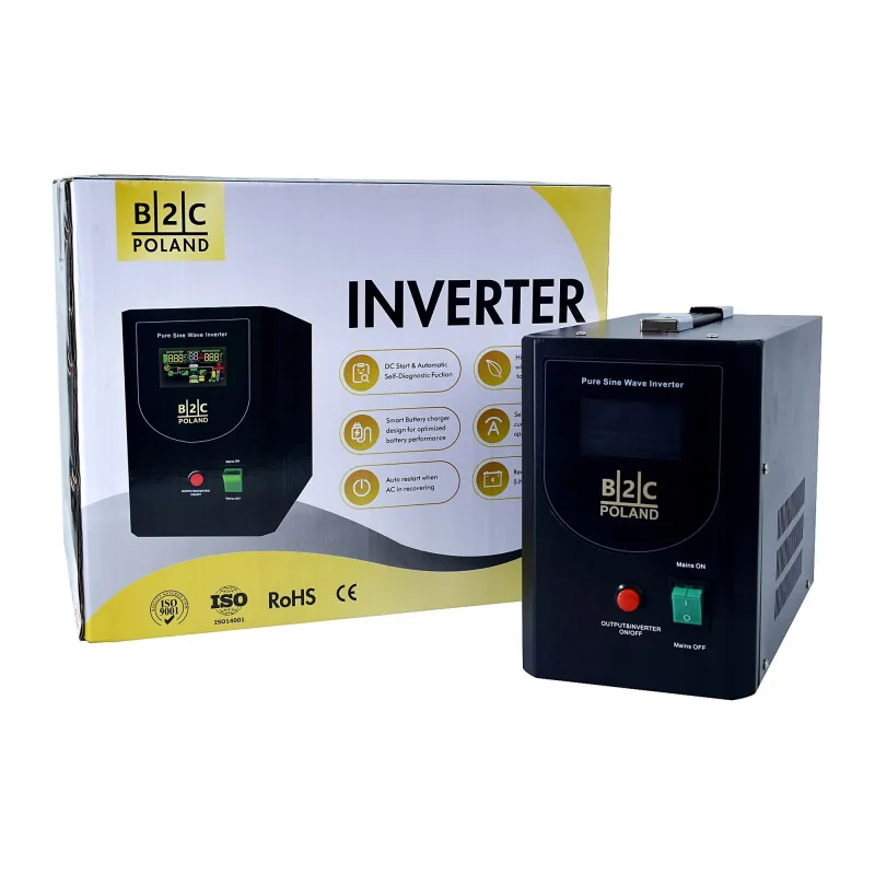 Zasilacz awaryjny UPS 1000 VA / 700 W, czysty sinus, 12 V, do pieca CO — zdjęcie 1