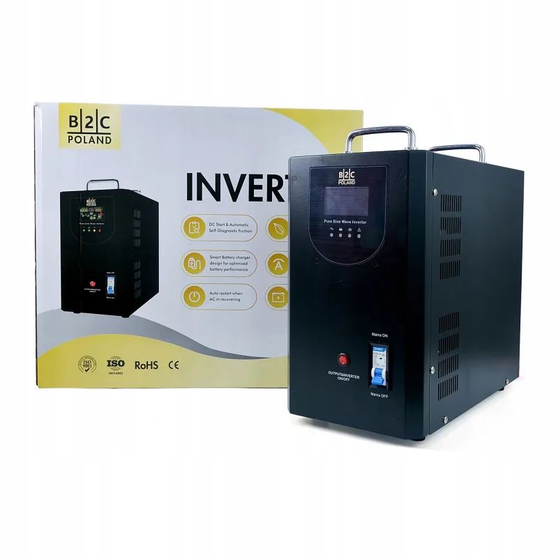 Zasilacz awaryjny UPS 2000 VA / 1400 W, czysty sinus, 24 V, do pieca CO — zdjęcie 1
