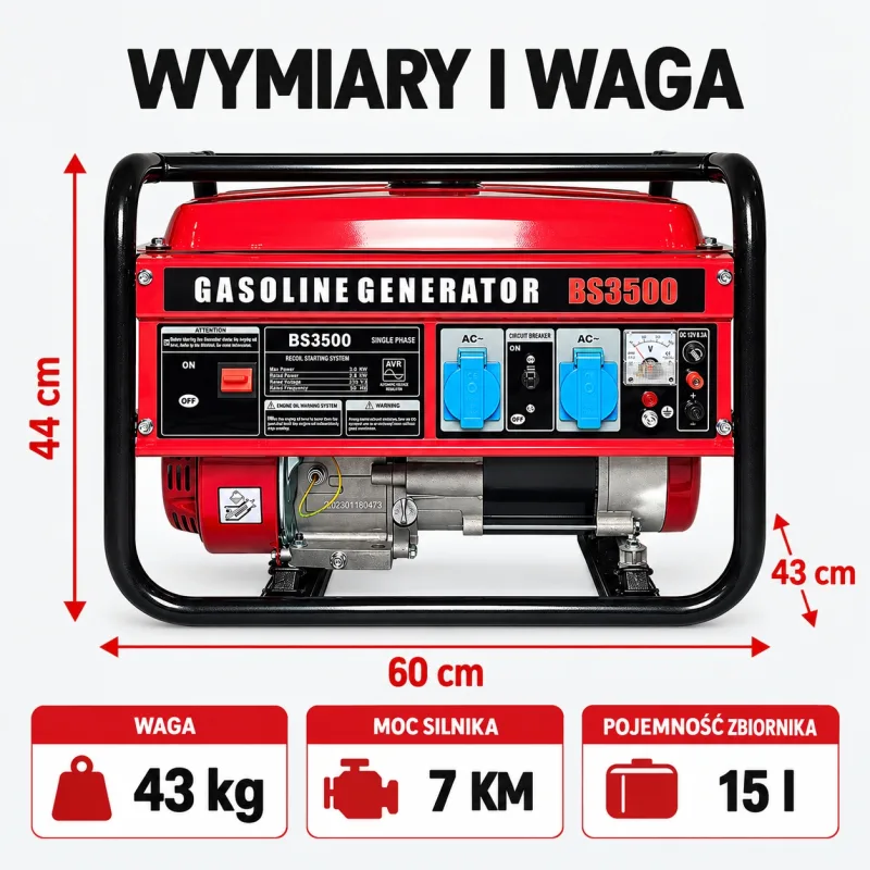Agregat prądotwórczy 3000 W, benzynowy, AVR, miedziane uzwojenie, 7 KM — zdjęcie 4